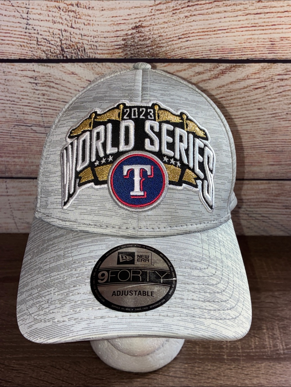NWT Texas Rangers 2023 AL Champions Locker Room Adjustable Cap, Gray 9Forty